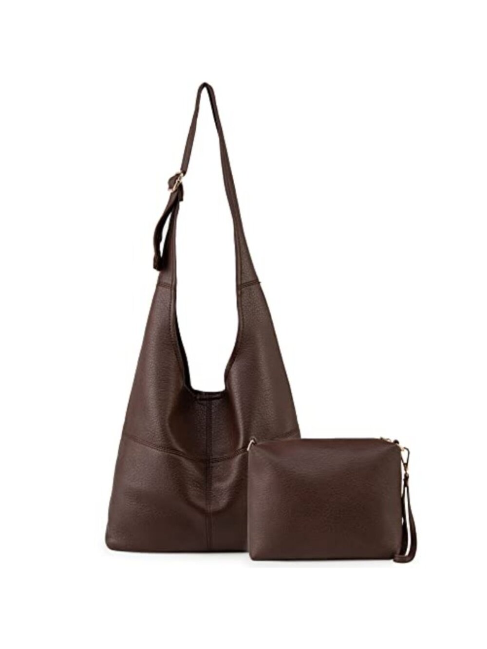 Vegan Leather Hobo Bag Slouchy Foldable Shoulder Handbag with Coin Purse